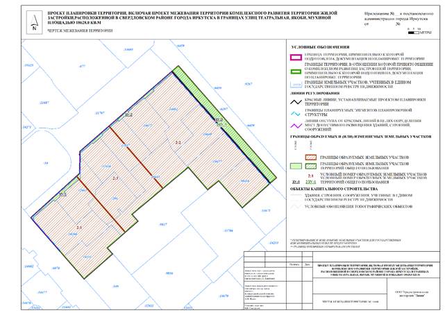 Постановление Администрации города Иркутска от 19.11.2025 N 031-06-00788/25 "Об утверждении проекта планировки территории, включая проект межевания территории комплексного развития территории жилой застройки, расположенной в Свердловском районе города Иркутска в границах улиц Театральная, Якоби, Мухиной площадью 18628,0 кв. м"